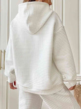 Load image into Gallery viewer, Textured Drawstring Drop Shoulder Hoodie