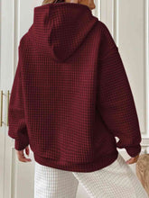 Load image into Gallery viewer, Textured Drawstring Drop Shoulder Hoodie