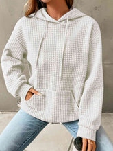 Load image into Gallery viewer, Textured Drawstring Drop Shoulder Hoodie