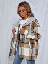 Load image into Gallery viewer, Plaid Hooded Jacket with Pockets