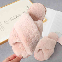 Load image into Gallery viewer, Faux Fur Crisscross Strap Slippers