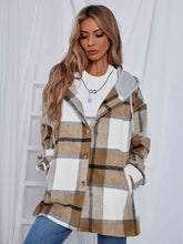 Load image into Gallery viewer, Plaid Hooded Jacket with Pockets
