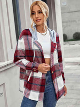 Load image into Gallery viewer, Plaid Hooded Jacket with Pockets