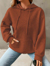 Load image into Gallery viewer, Textured Drawstring Drop Shoulder Hoodie