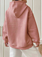Load image into Gallery viewer, Textured Drawstring Drop Shoulder Hoodie