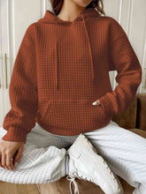 Load image into Gallery viewer, Textured Drawstring Drop Shoulder Hoodie