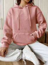 Load image into Gallery viewer, Textured Drawstring Drop Shoulder Hoodie