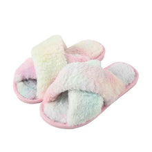 Load image into Gallery viewer, Faux Fur Crisscross Strap Slippers