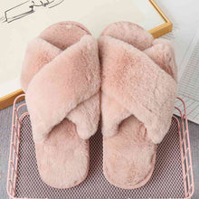 Load image into Gallery viewer, Faux Fur Crisscross Strap Slippers