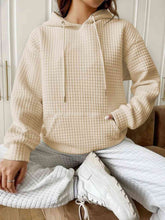 Load image into Gallery viewer, Textured Drawstring Drop Shoulder Hoodie