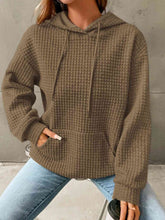 Load image into Gallery viewer, Textured Drawstring Drop Shoulder Hoodie