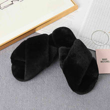 Load image into Gallery viewer, Faux Fur Crisscross Strap Slippers