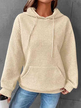 Load image into Gallery viewer, Textured Drawstring Drop Shoulder Hoodie