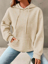 Load image into Gallery viewer, Textured Drawstring Drop Shoulder Hoodie