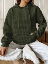 Load image into Gallery viewer, Textured Drawstring Drop Shoulder Hoodie