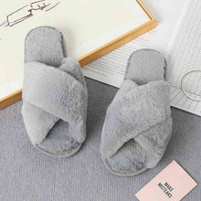 Load image into Gallery viewer, Faux Fur Crisscross Strap Slippers