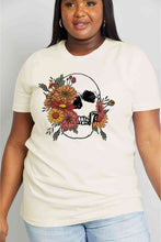 Load image into Gallery viewer, Simply Love Full Size Flower Skull Graphic Cotton Tee