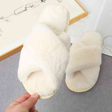 Load image into Gallery viewer, Faux Fur Crisscross Strap Slippers