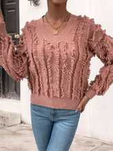 Load image into Gallery viewer, Frill Trim V-Neck Sweater