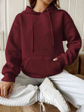 Load image into Gallery viewer, Textured Drawstring Drop Shoulder Hoodie