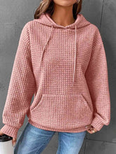 Load image into Gallery viewer, Textured Drawstring Drop Shoulder Hoodie