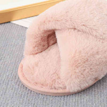 Load image into Gallery viewer, Faux Fur Crisscross Strap Slippers