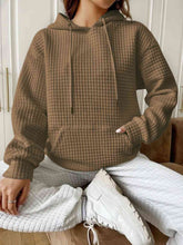Load image into Gallery viewer, Textured Drawstring Drop Shoulder Hoodie