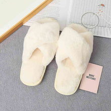 Load image into Gallery viewer, Faux Fur Crisscross Strap Slippers