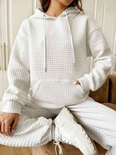 Load image into Gallery viewer, Textured Drawstring Drop Shoulder Hoodie