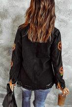 Load image into Gallery viewer, Sequin Patch Pumpkin Raw Hem Jacket