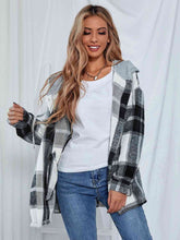 Load image into Gallery viewer, Plaid Hooded Jacket with Pockets