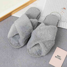 Load image into Gallery viewer, Faux Fur Crisscross Strap Slippers