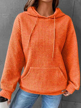 Load image into Gallery viewer, Textured Drawstring Drop Shoulder Hoodie