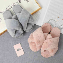 Load image into Gallery viewer, Faux Fur Crisscross Strap Slippers