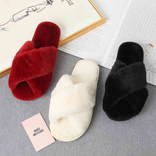 Load image into Gallery viewer, Faux Fur Crisscross Strap Slippers