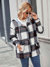 Load image into Gallery viewer, Plaid Hooded Jacket with Pockets
