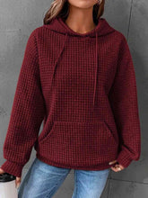 Load image into Gallery viewer, Textured Drawstring Drop Shoulder Hoodie