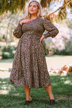 Load image into Gallery viewer, Plus Size Animal Print Smocked Tiered Dress