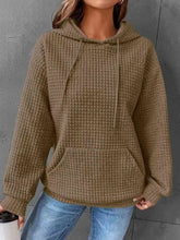 Load image into Gallery viewer, Textured Drawstring Drop Shoulder Hoodie