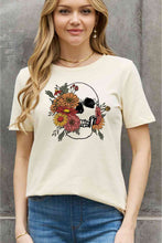 Load image into Gallery viewer, Simply Love Full Size Flower Skull Graphic Cotton Tee