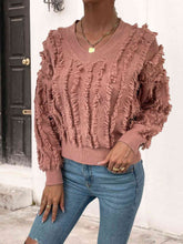 Load image into Gallery viewer, Frill Trim V-Neck Sweater