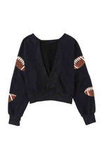 Load image into Gallery viewer, Sequin Football Patch Open Back Sweatshirt