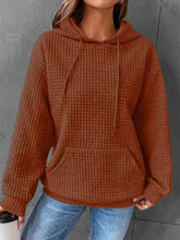 Load image into Gallery viewer, Textured Drawstring Drop Shoulder Hoodie