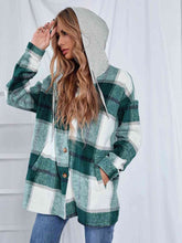Load image into Gallery viewer, Plaid Hooded Jacket with Pockets