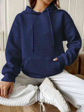 Load image into Gallery viewer, Textured Drawstring Drop Shoulder Hoodie