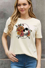 Load image into Gallery viewer, Simply Love Full Size Flower Skull Graphic Cotton Tee