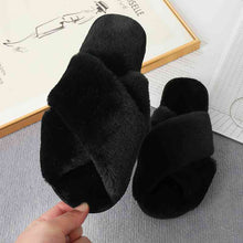 Load image into Gallery viewer, Faux Fur Crisscross Strap Slippers