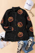 Load image into Gallery viewer, Sequin Patch Pumpkin Raw Hem Jacket